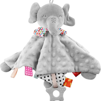 Elephant Baby Security Blanket with Teether & Sensory Tags