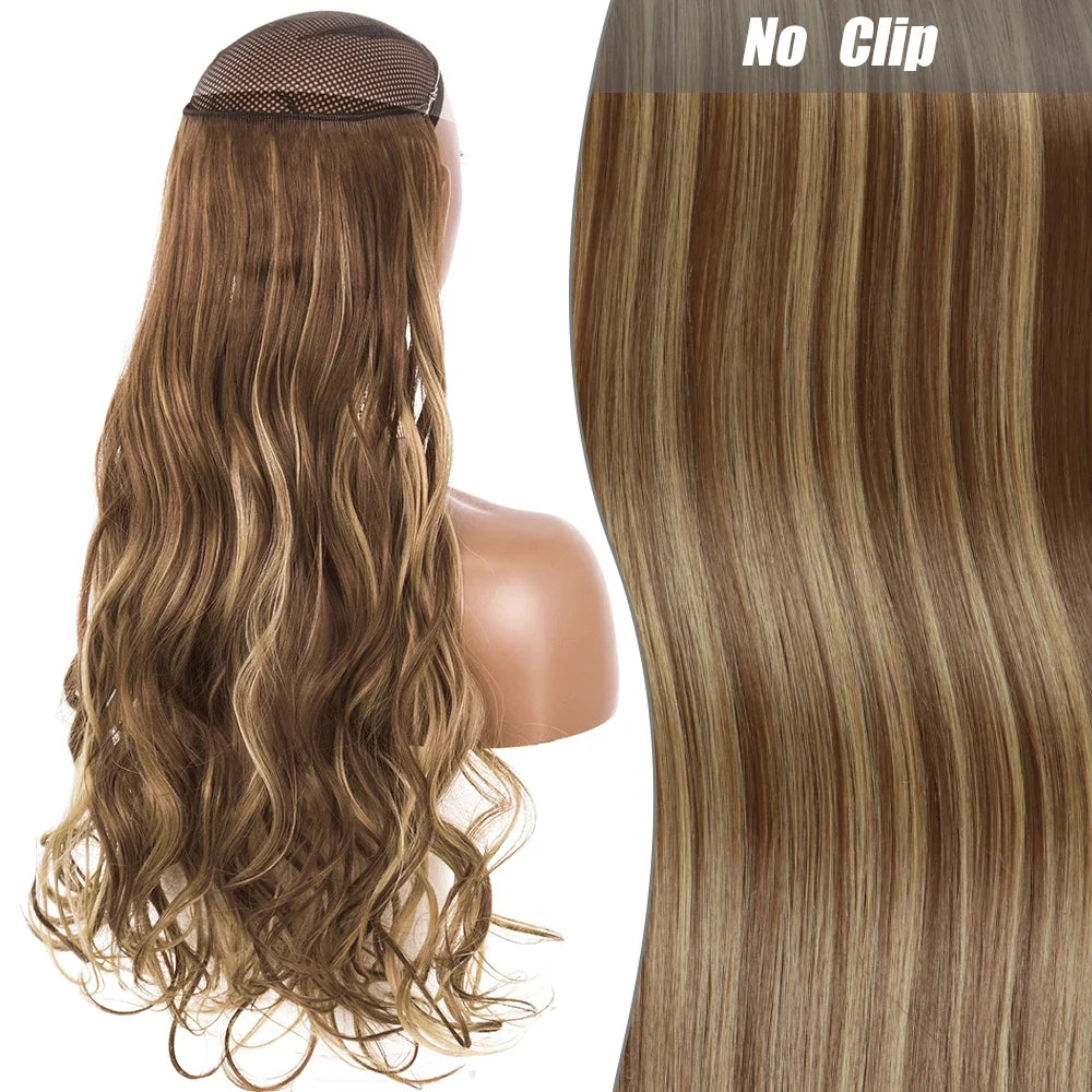 Clip-Free Straight Hair Extension Long Synthetic Hairpiece