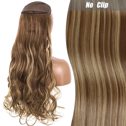 Clip-Free Straight Hair Extension Long Synthetic Hairpiece