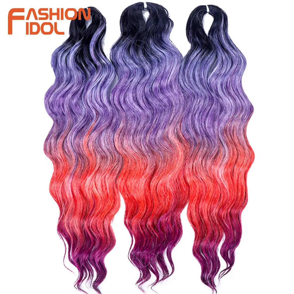 24 Inch Water Wave Crochet Braiding Hair Extensions – Synthetic Ombre