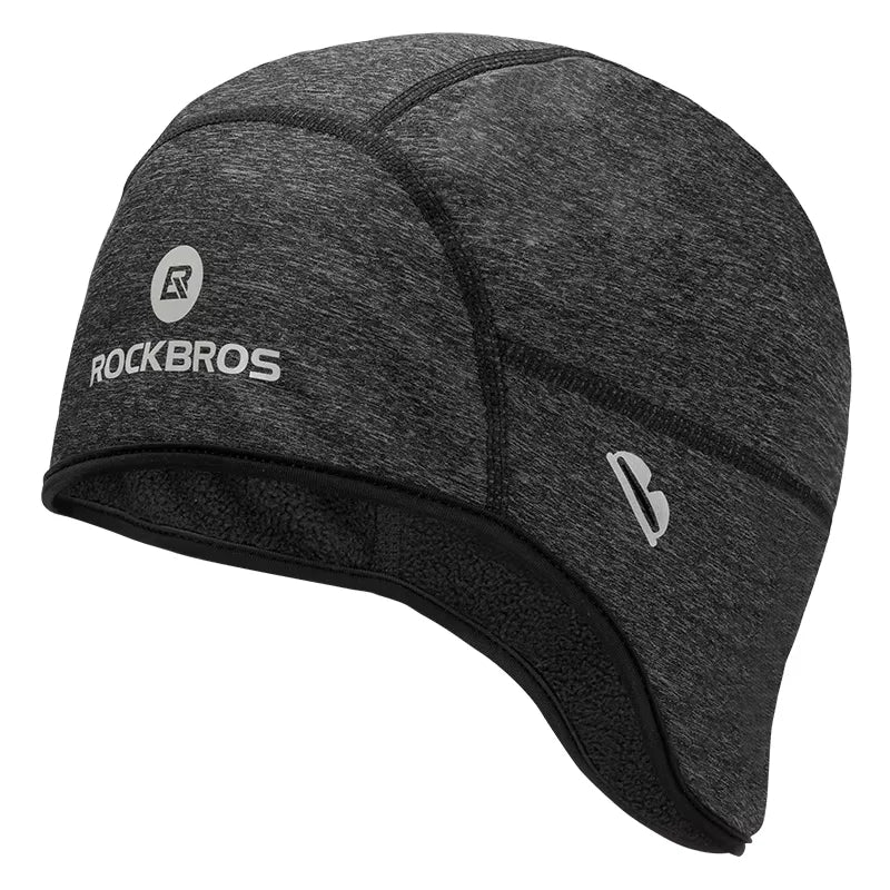 ROCKBROS Winter Cycling Cap Windproof Thermal Fleece Skull Cap with Ear Covers