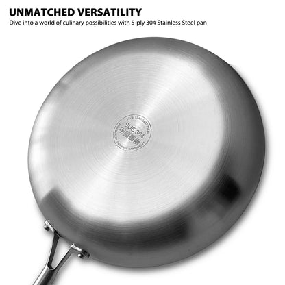 304 Stainless Steel Uncoated Frying Pan – Healthy Cookware for Gas & Induction