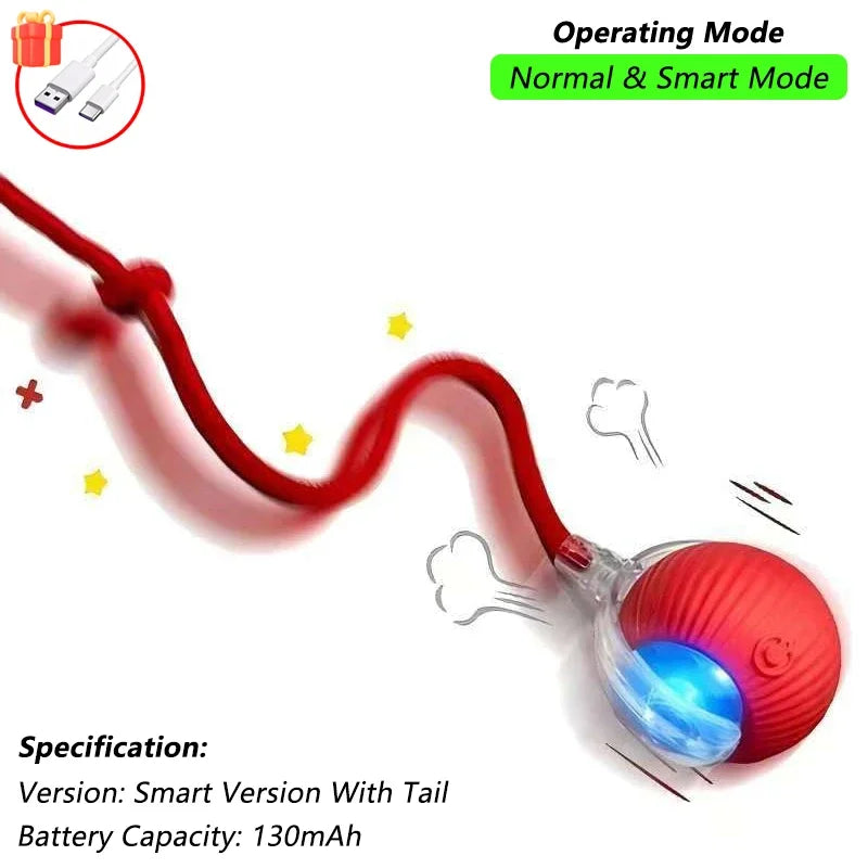 Interactive Cat Ball Toy – Automatic Rolling Ball with Plush Cover & Tail