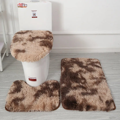 Bathroom Rug Set 3-Piece – Plush Non-Slip Bath Mat & Toilet Seat Cover
