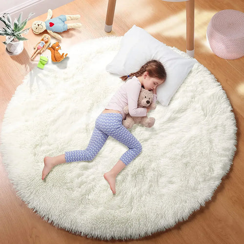 Fluffy Round Rug – Ultra-Soft Plush Mat for Bedroom & Living Room