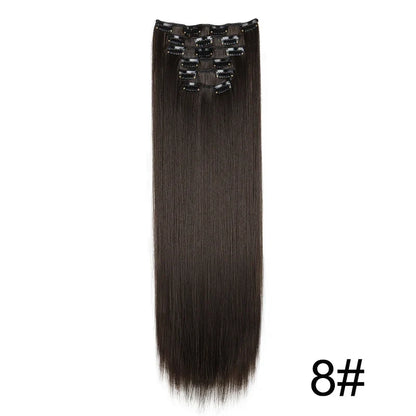 Clip-In Hair Extensions 6-Piece Set Long Straight Synthetic Seamless