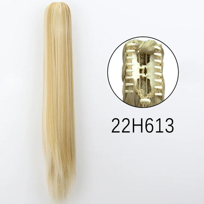 Claw Clip Ponytail Extension 24 Inch Wavy Synthetic Hair Heat Resistant