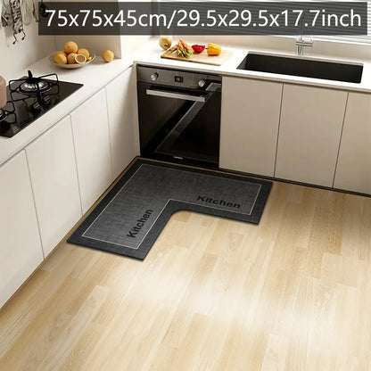 L-Shaped Kitchen Floor Mat – Non-Slip Absorbent Diatom Mud Rug