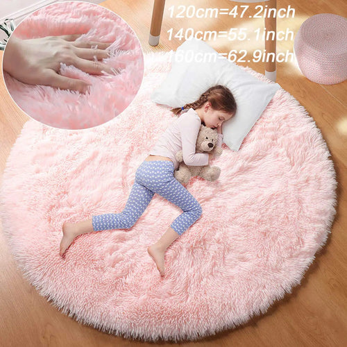 Fluffy Round Shag Rug for Kids Girls Bedroom & Nursery