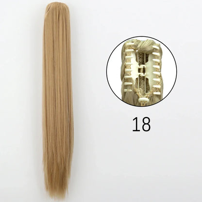 Claw Clip Ponytail Extension 24 Inch Wavy Synthetic Hair Heat Resistant
