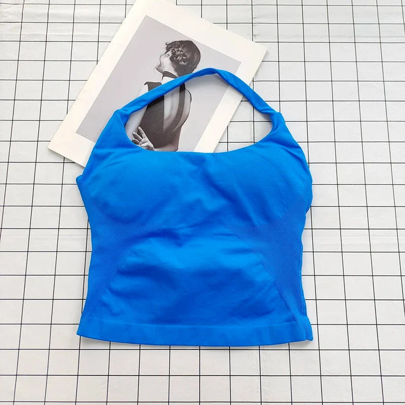 Women's Halter Neck Sports Bra Crop Top with Padding