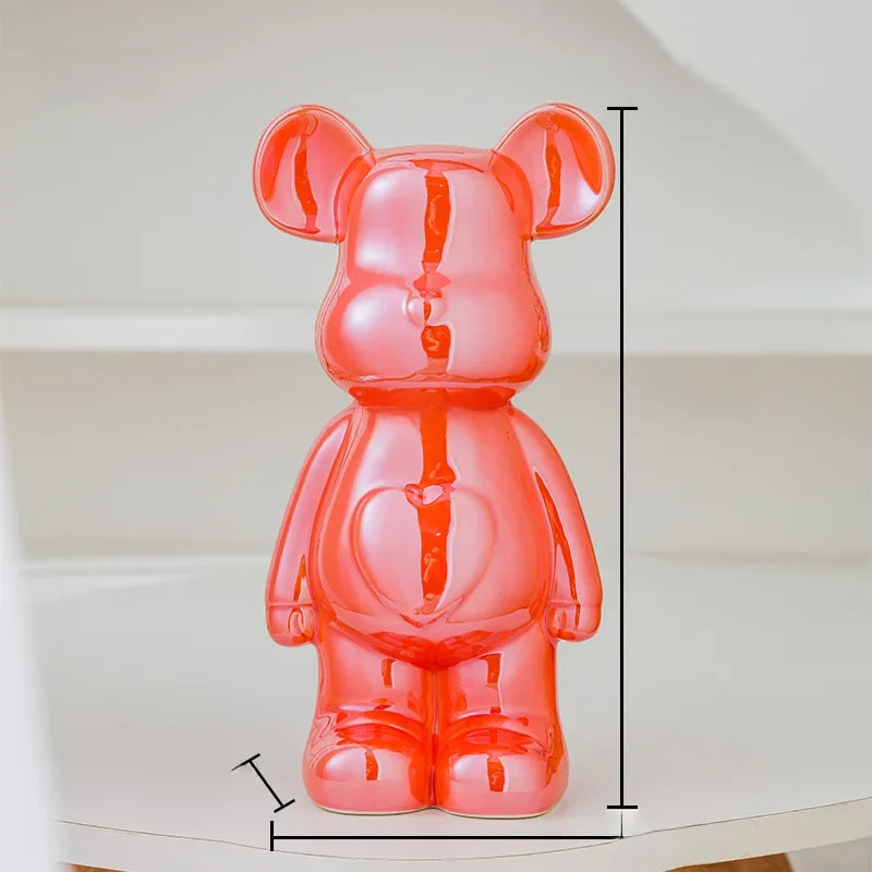 Bear Brick Ceramic Statue – Holographic Iridescent Bear Figurine Decor