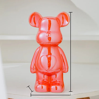 Bear Brick Ceramic Statue – Holographic Iridescent Bear Figurine Decor