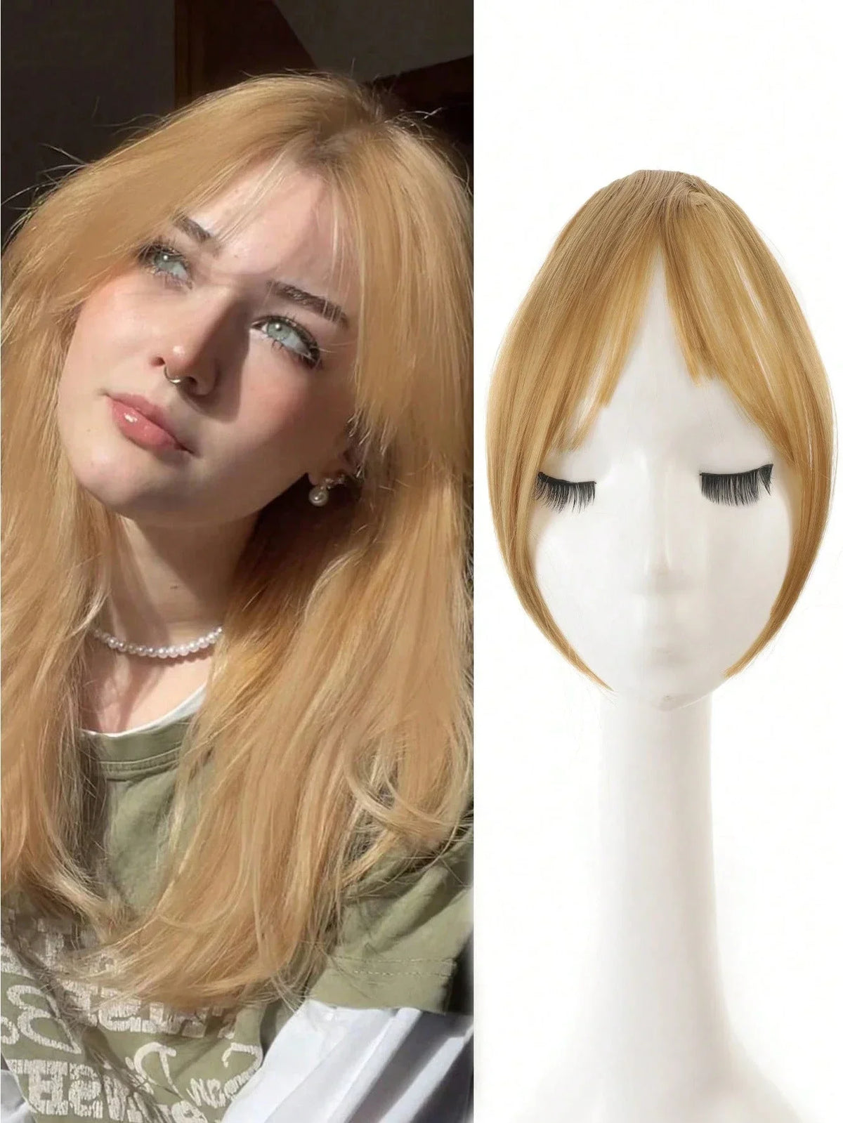 Clip-In Bangs Hair Extension Natural Seamless Side Swept Fringe