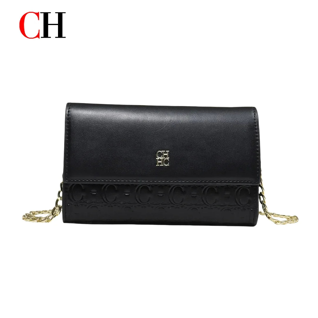 Women's Chain Crossbody Bag – Letter Print PU Leather Flap Shoulder Purse