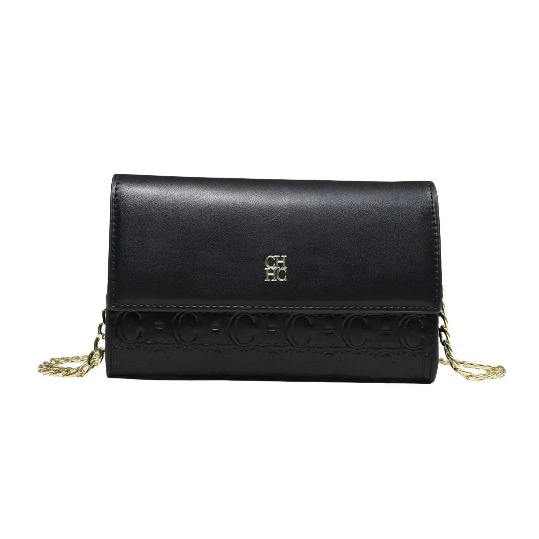 Women's Chain Crossbody Bag – Letter Print PU Leather Flap Shoulder Purse