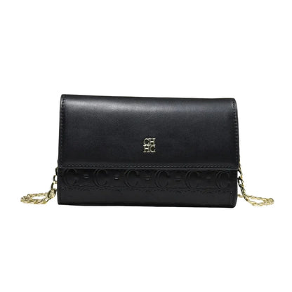 Women's Chain Crossbody Bag – Letter Print PU Leather Flap Shoulder Purse
