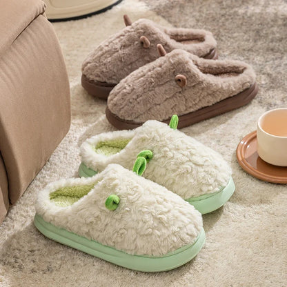 Fluffy Bunny Slippers – Warm Closed-Toe Plush House Shoes for Women & Men