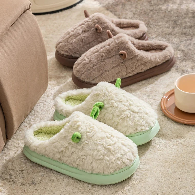Fuzzy Slippers Women – Cute Cartoon Plush House Shoes Non-Slip