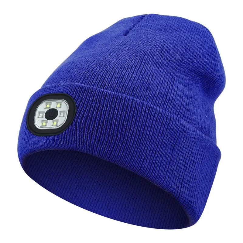 LED Beanie Hat with Built-In Headlamp – USB Rechargeable