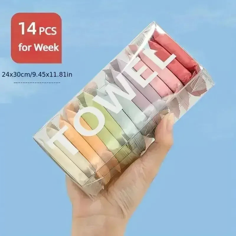 Disposable Compressed Travel Towels – 14 Pack Face & Body Washcloths