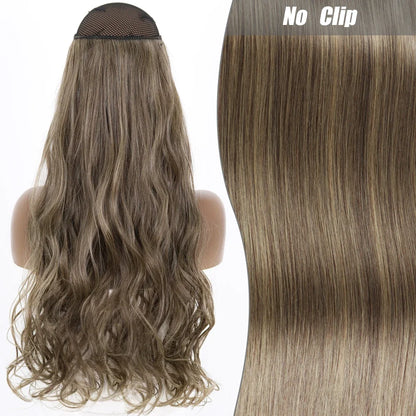 Clip-Free Straight Hair Extension Long Synthetic Hairpiece