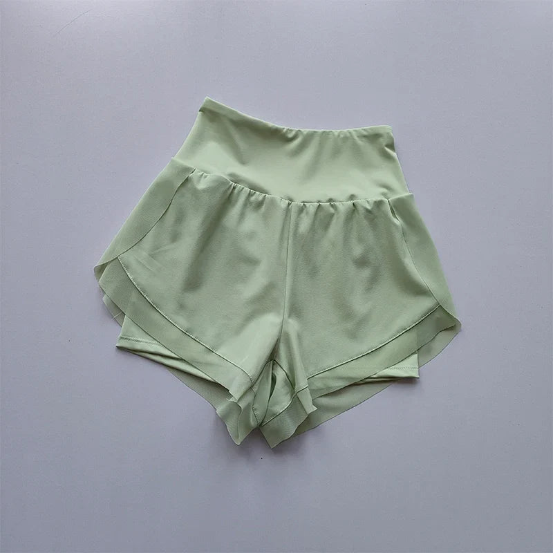 Women's High-Waist Sports Shorts – Double Layer Quick-Dry