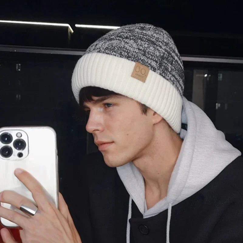 Fleece-Lined Knit Beanie Hat – Unisex Warm Winter Skull Cap