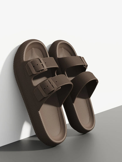 Thick Sole Sandals – Non-Slip Double Strap Slides for Men & Women