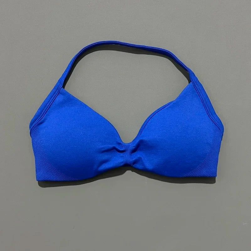 Women's Strappy Sports Bra – Padded Push-Up Gym Top