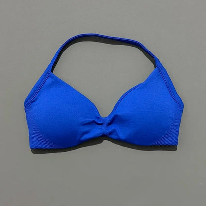 Women's Strappy Sports Bra – Padded Push-Up Gym Top