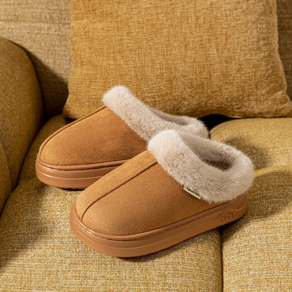 Fur-Lined Winter Slippers Anti-Slip Indoor Outdoor Shoes