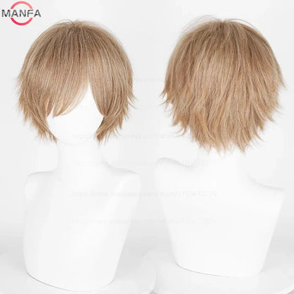 Short Straight Anime Cosplay Wig – 30cm, Multiple Colors for Men & Women