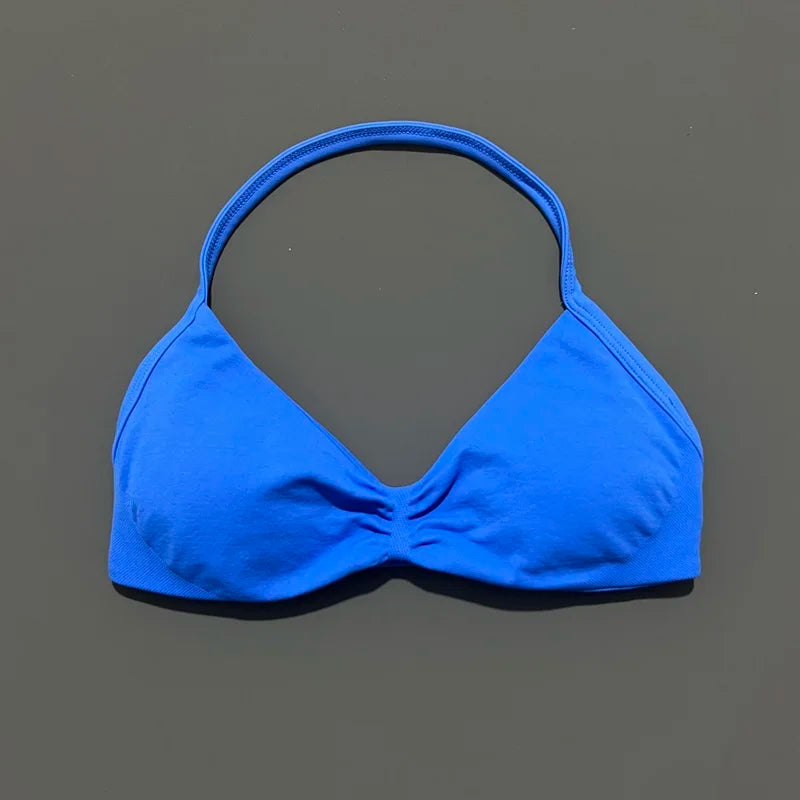 Seamless Halter Sports Bra – Women's Push-Up Gym Bra
