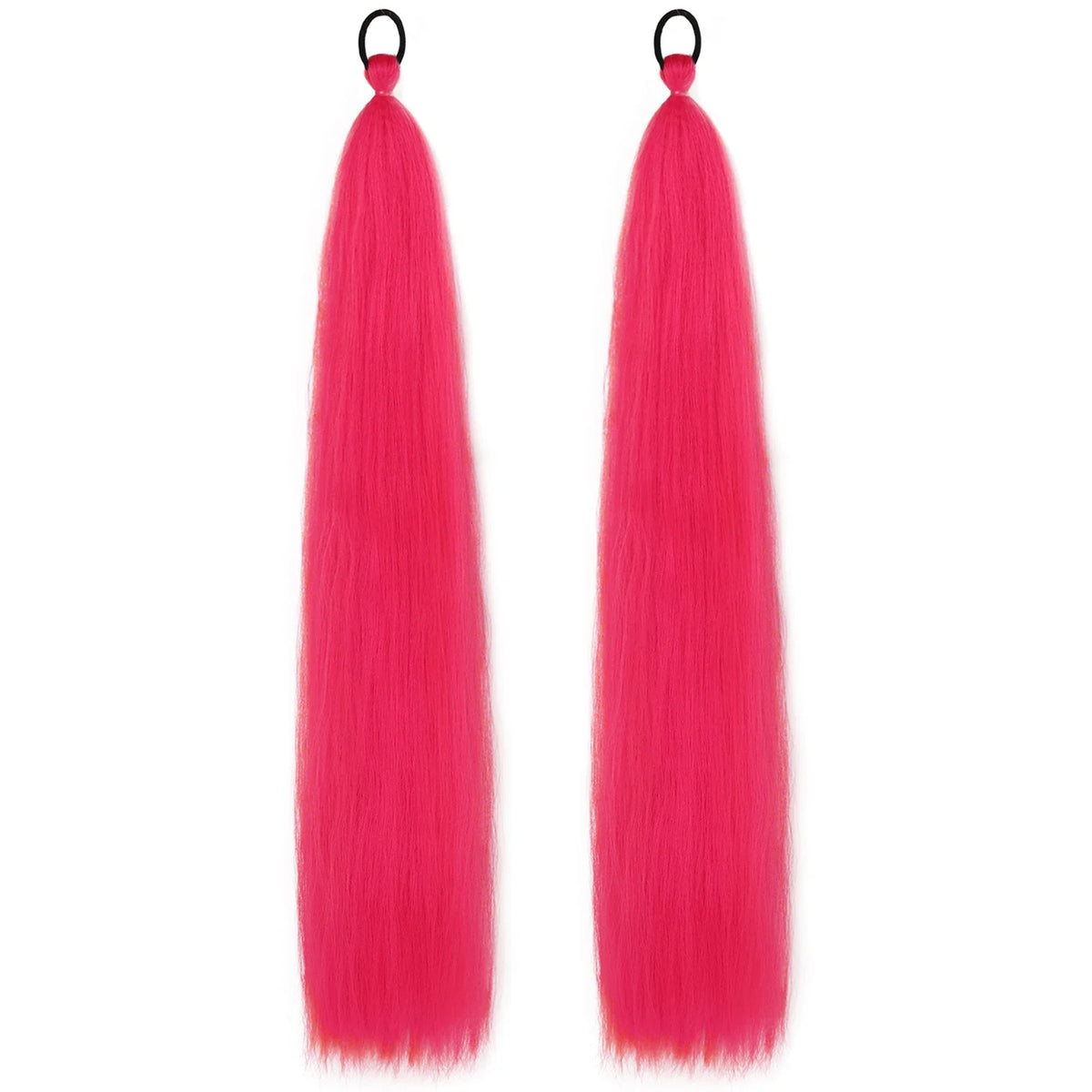 Synthetic Ponytail Extension 2-Piece Set – Long Straight with Rubber Band