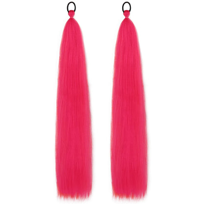 Synthetic Ponytail Extension 2-Piece Set – Long Straight with Rubber Band