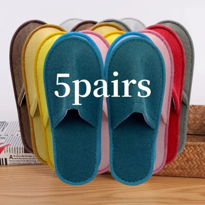 Disposable Slippers 5 & 10 Pairs – Soft Plush Hotel Slides