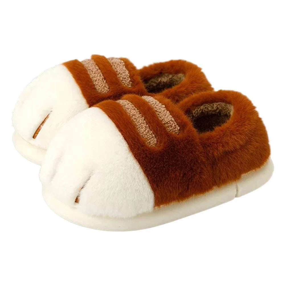 Cat Paw Fuzzy Slippers for Women – Cute Plush Non-Slip House Shoes