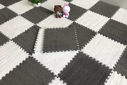 Soft Plush Interlocking Play Mat Tiles for Kids – 30x30cm Puzzle Carpet