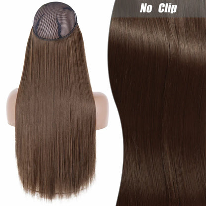 Clip-Free Straight Hair Extension Long Synthetic Hairpiece
