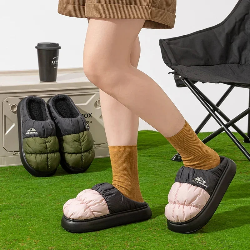 Winter Slippers Women – Waterproof Long Plush, Thick Sole, Non-Slip