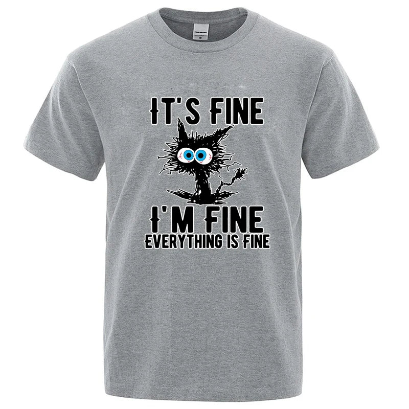 Funny Cool Cat Graphic T Shirt Casual Short Sleeve Tee