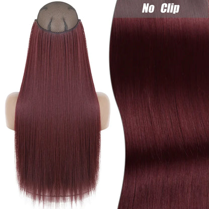 Clip-Free Straight Hair Extension Long Synthetic Hairpiece