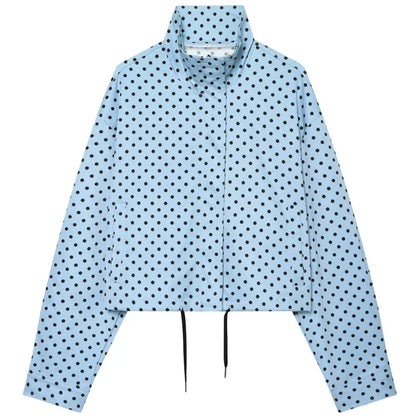 Polka Dot Bomber Jacket & Shorts Set – Women's Oversized Outerwear