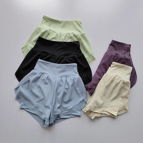 Women's High-Waist Sports Shorts – Double Layer Quick-Dry