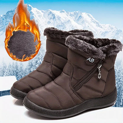 Women's Winter Snow Boots – Fur-Lined Ankle Boots with Side Zipper