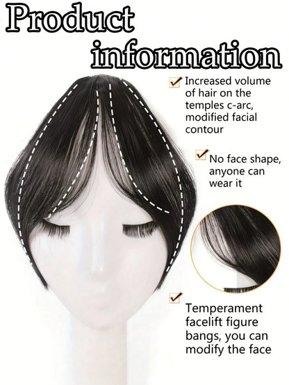 Clip-In Bangs Hair Extension Natural Seamless Side Swept Fringe
