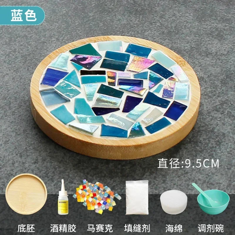 DIY Mosaic Coaster Kit – Bamboo Cup Mat with Colorful Tiles
