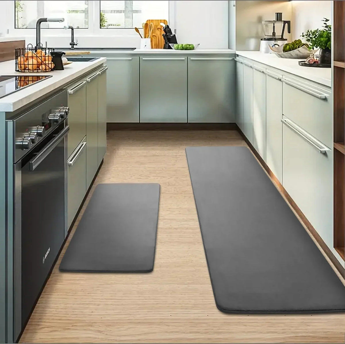 Kitchen Floor Mat Non-Slip Absorbent Flannel Runner Rug for Home & Hallway