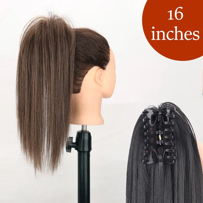 Claw Clip Ponytail Extension 24 Inch Wavy Synthetic Hair Heat Resistant